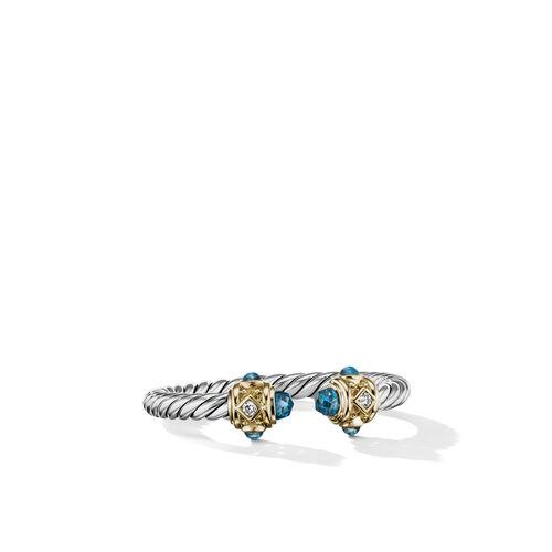 David Yurman Renaissance Ring with Hampton Blue Topaz, 14K Yellow Gold and Diamonds, size 7 0
