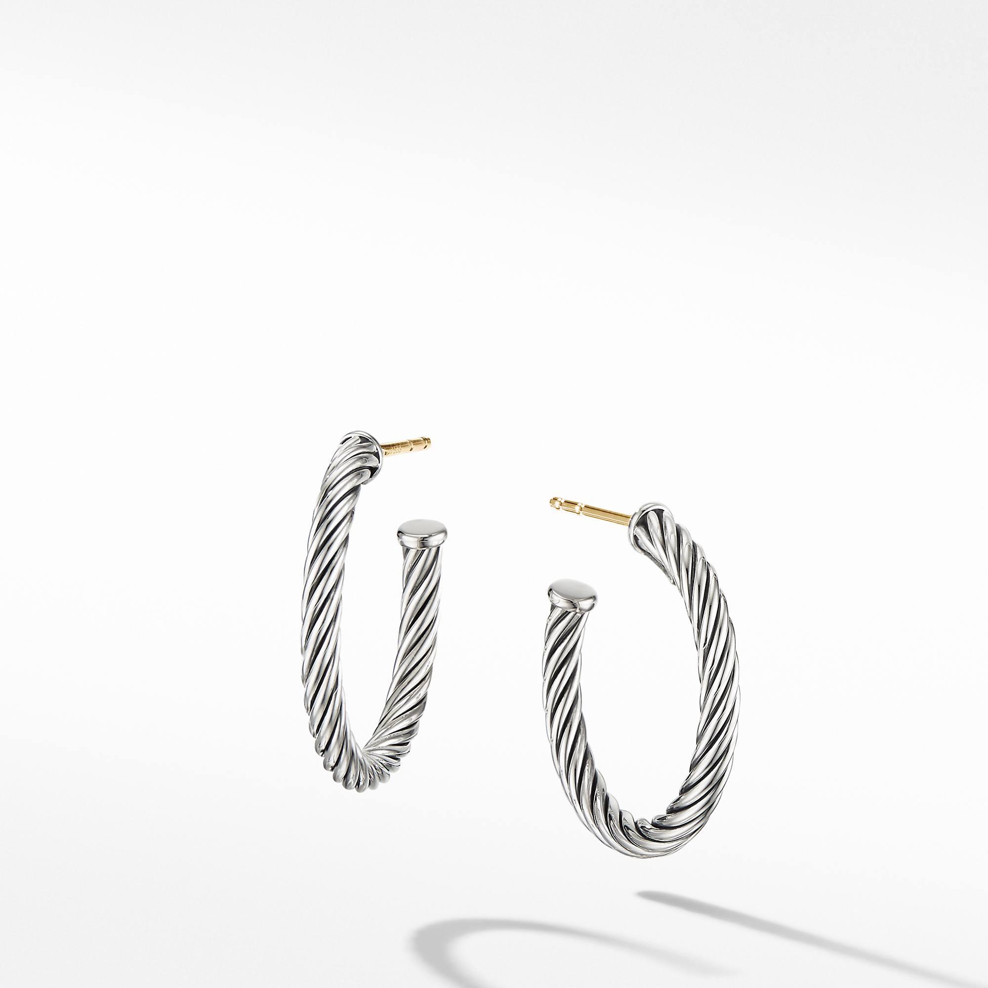 David Yurman Small Cable Hoop Earrings in Sterling Silver