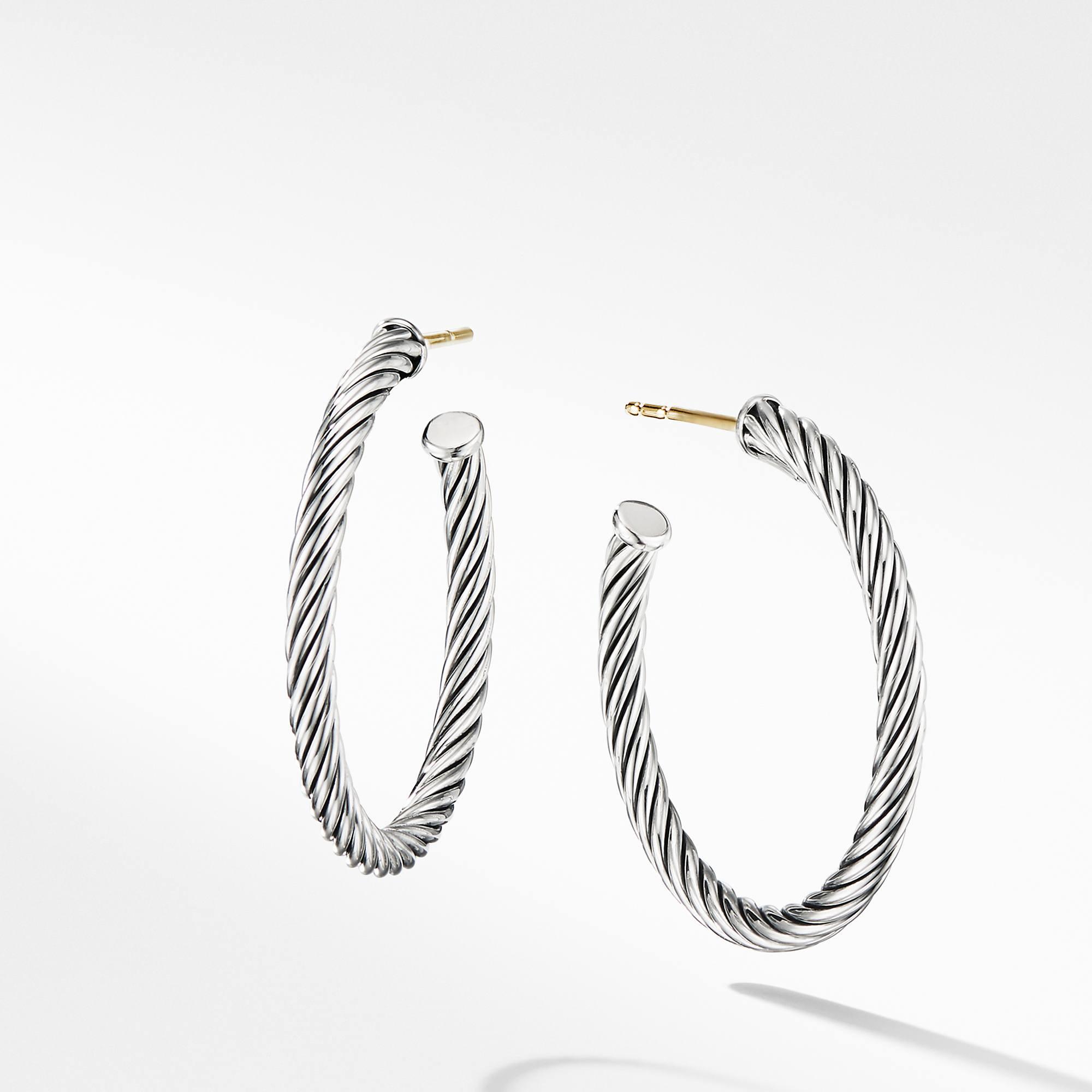 David Yurman Classic Cable Hoop Earrings in Sterling Silver