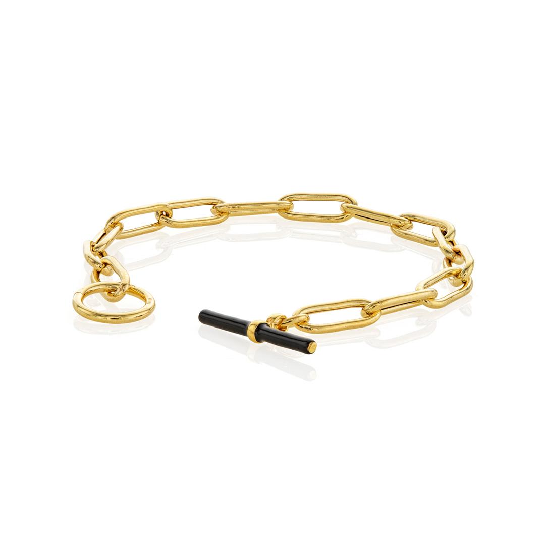 Black Toggle Gold Plated Link Bracelet