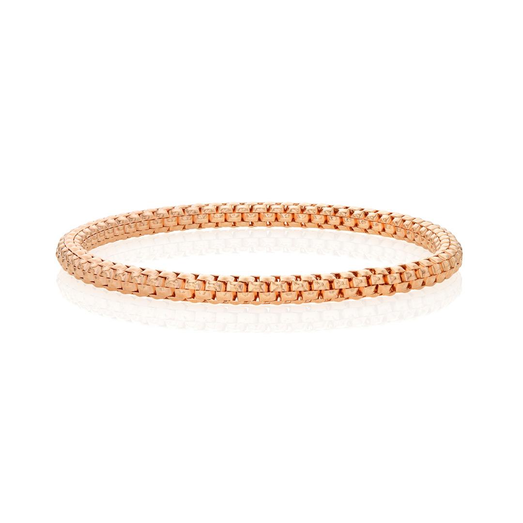 Woven Stretch Bracelet in Rose Gold Plated Sterling Silver 0