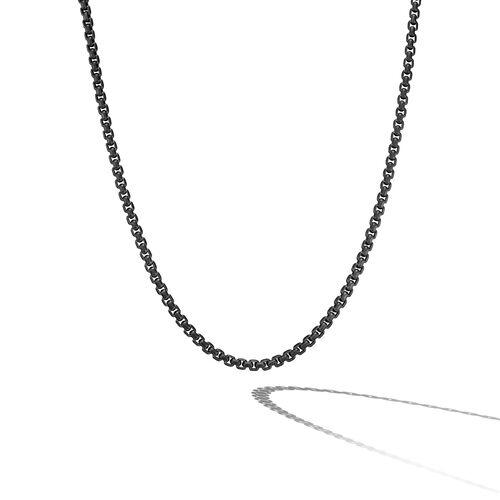 David Yurman Mens Box Chain Necklace in Stainless Steel and Sterling Silver, 5mm