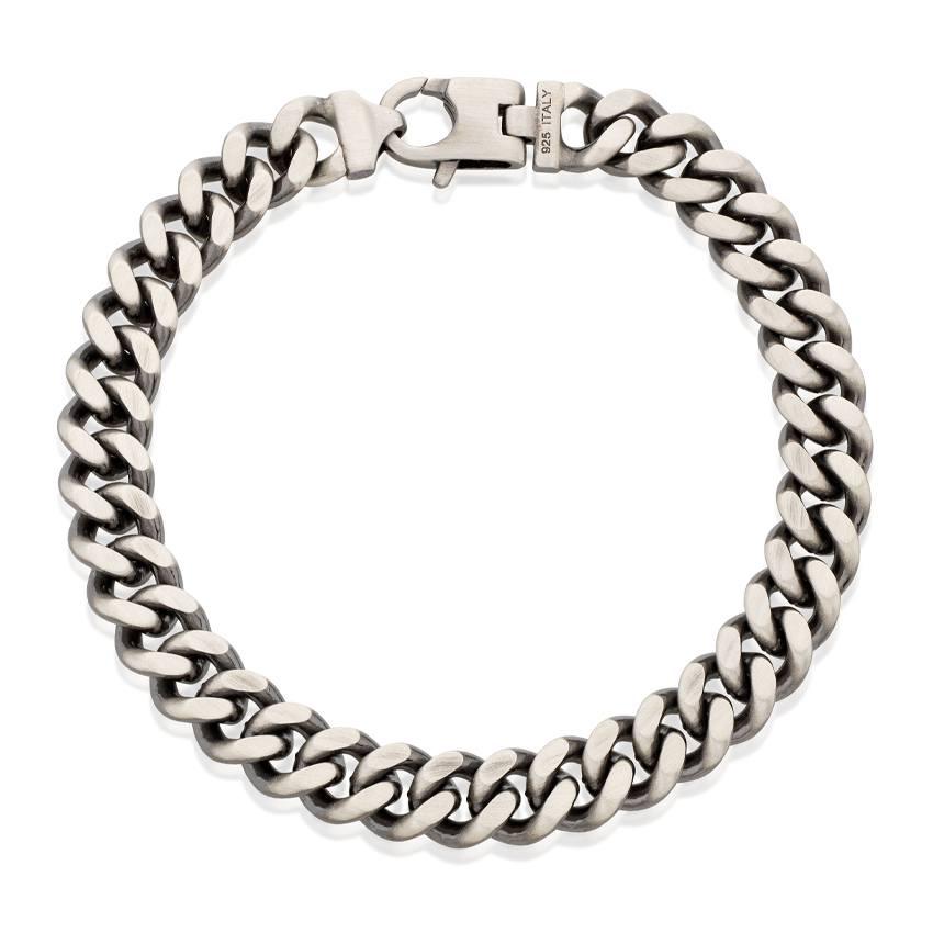 Gents Sterling Silver & Black Rhodium Curb Link Bracelet