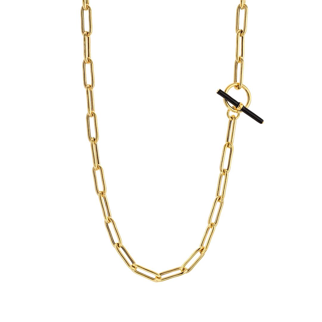 Black Toggle Gold Plated Link Necklace 0