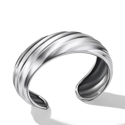 David Yurman Cable Edge 24mm Cuff Bracelet in Recycled Sterling Silver, size medium