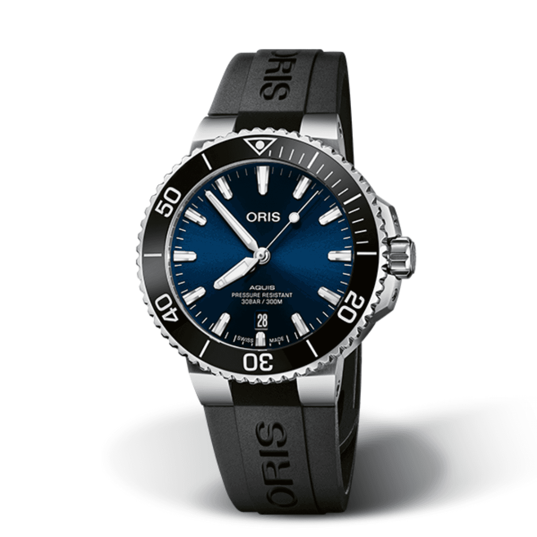 Oris Aquis Date with Blue Dial and Rubber Strap