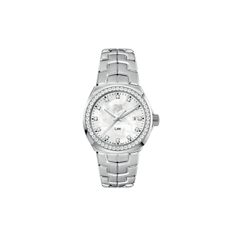 TAG Heuer Link Quartz Watch with Mother of Pearl Dial and Diamond Case 0
