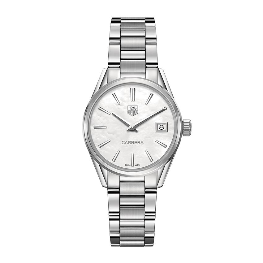 TAG Heuer Carrera Date Quartz Watch with Mother of Pearl Dial 0