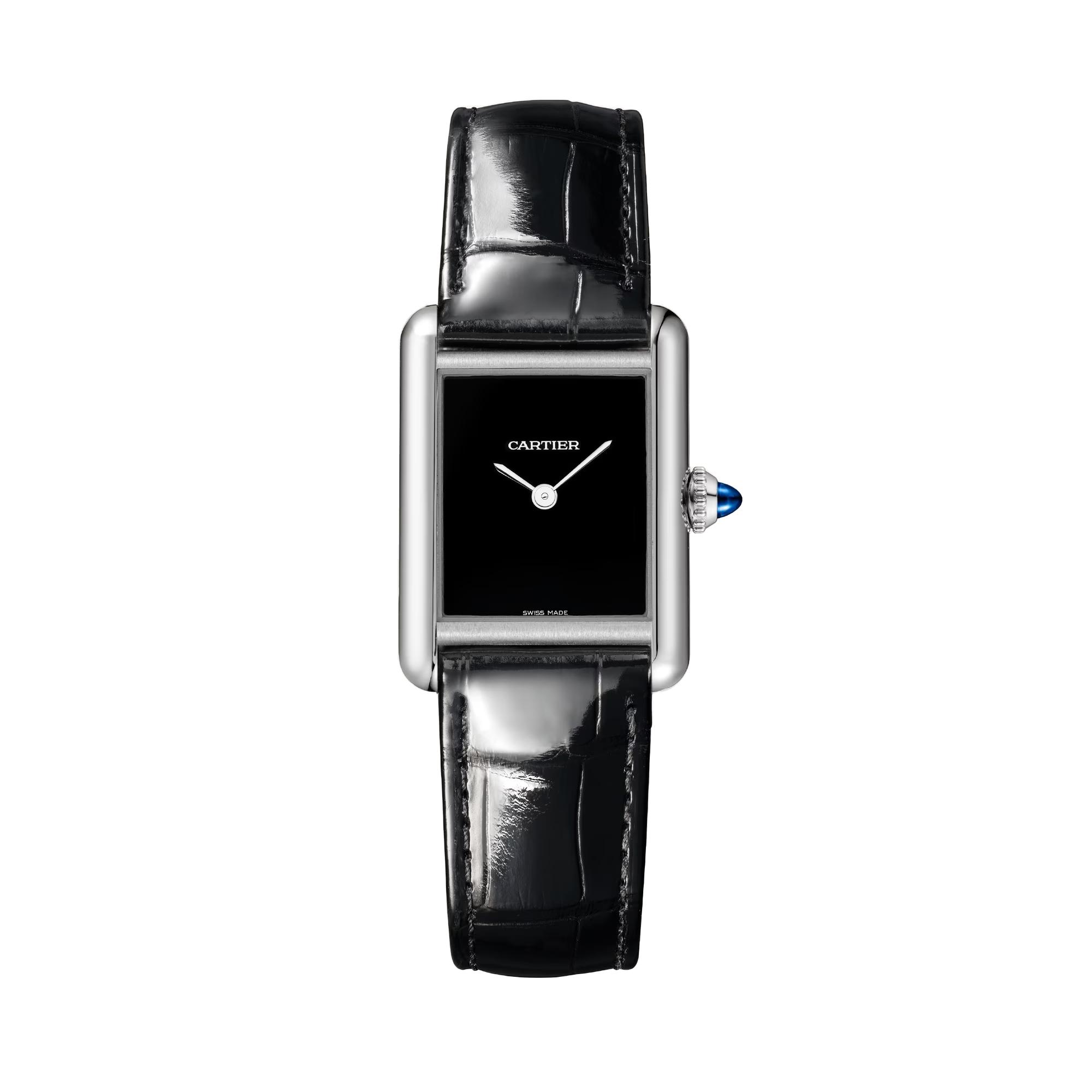 Tank Must de Cartier Watch with Black Dial, small model