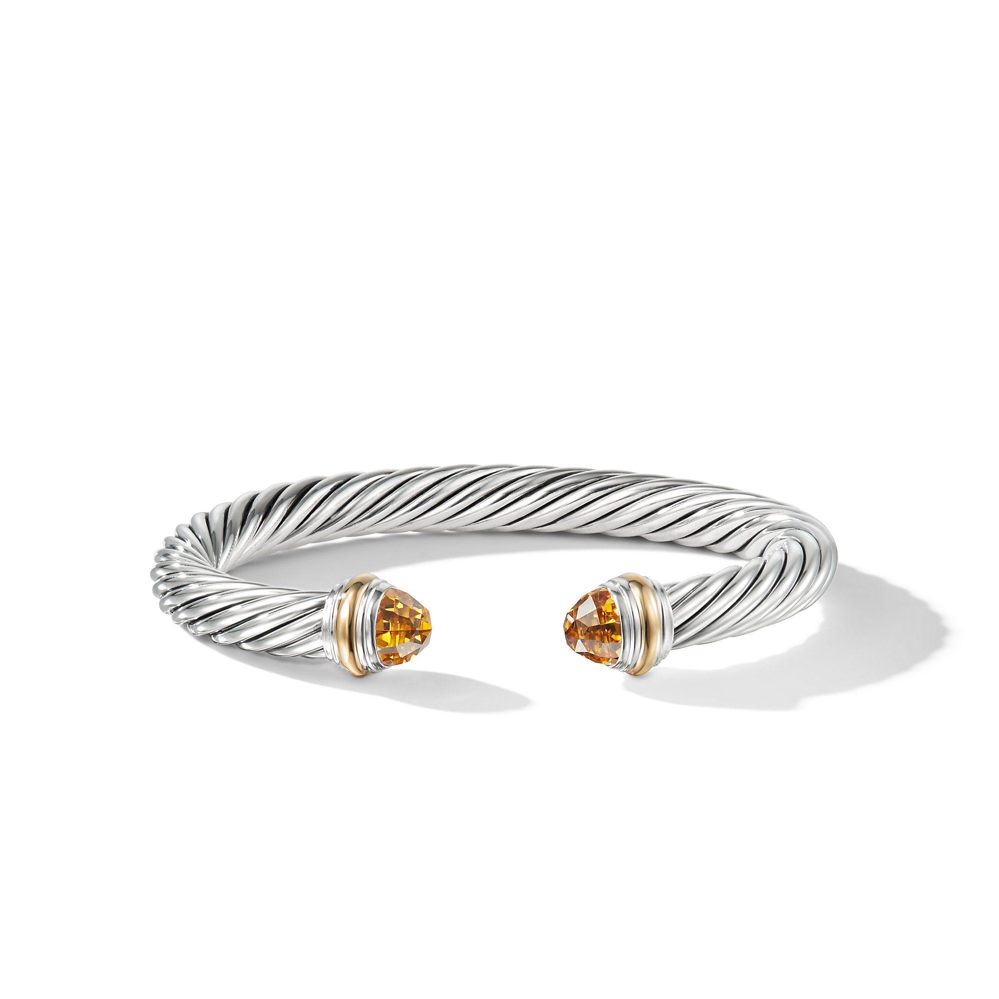 David Yurman Classic Cable 7mm Bracelet with Gold and Citrine
