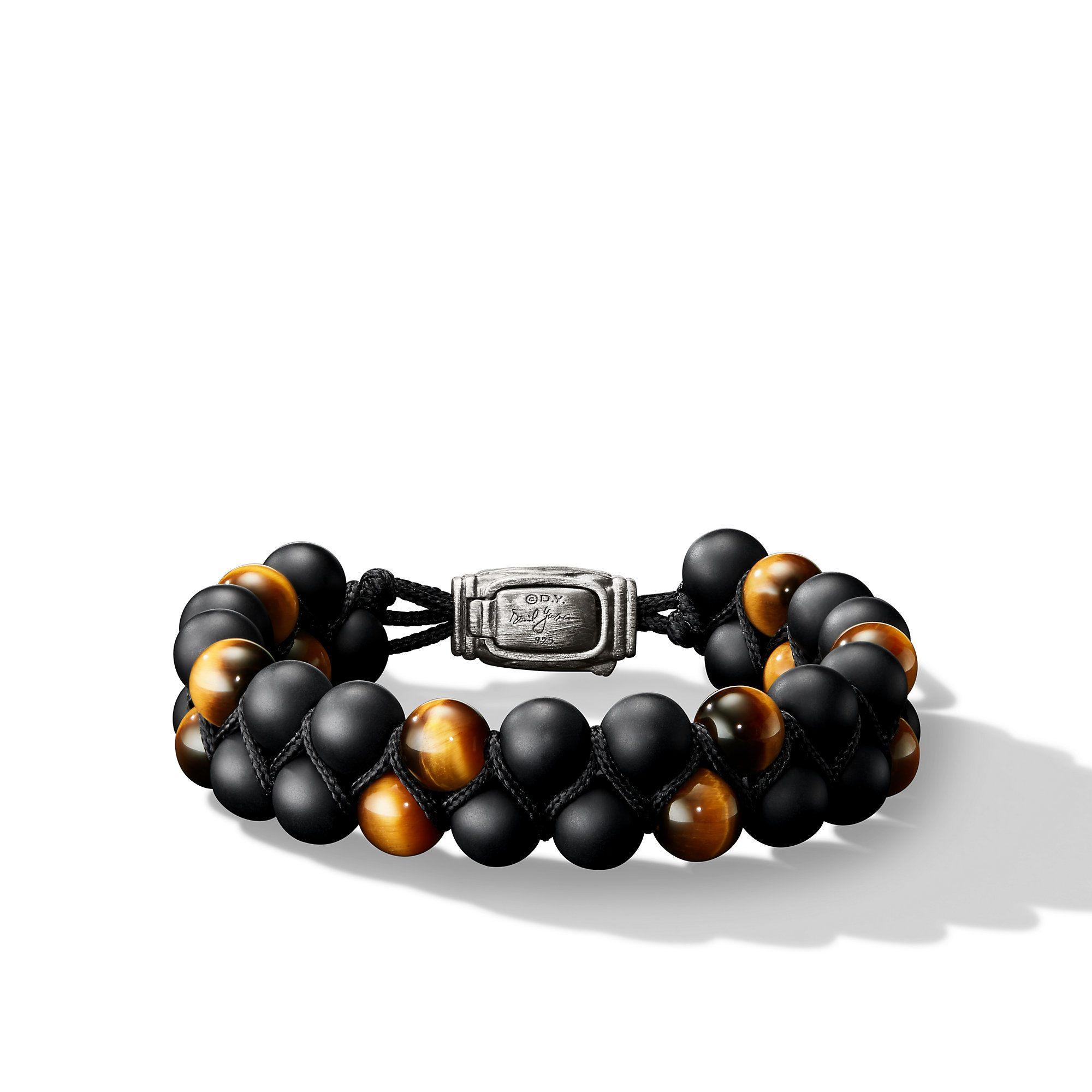 David Yurman Men's Spiritual Beads Two-Row Bracelet with Black Onyx and Tiger's Eye