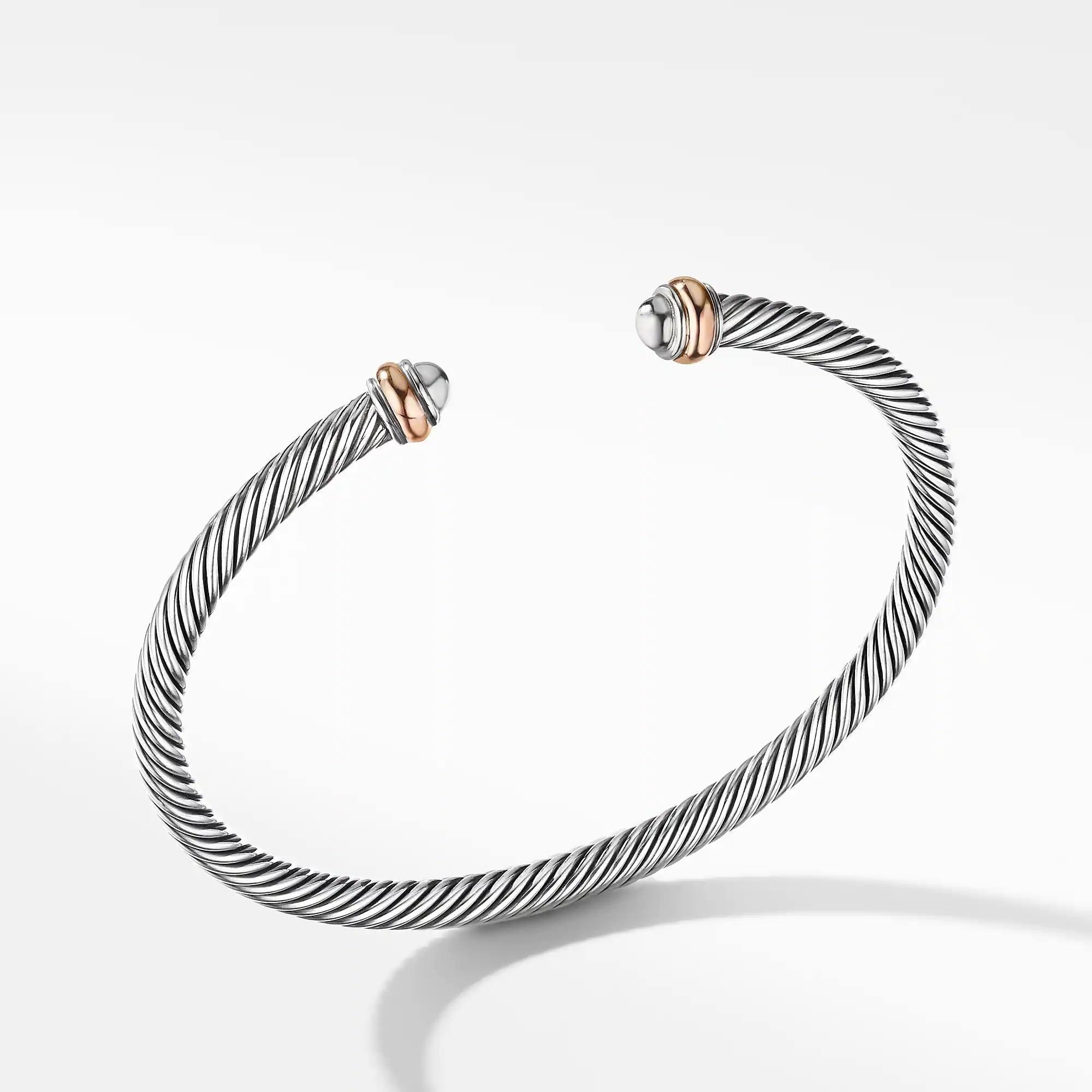 David Yurman Cable Classics Bracelet with 18k Rose Gold, size medium