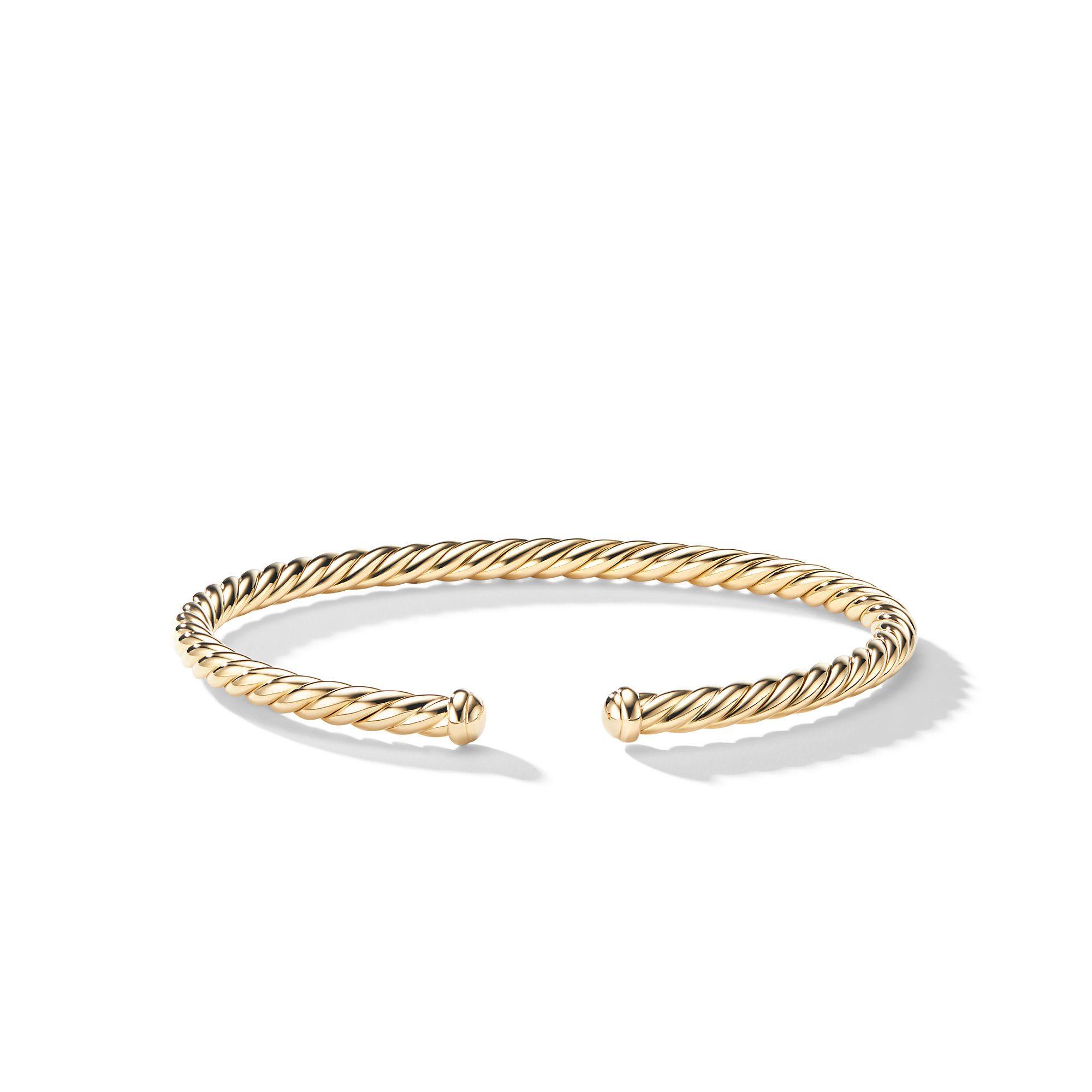 David Yurman Cablespira Petite Precious Cable Bracelet in Gold, size medium