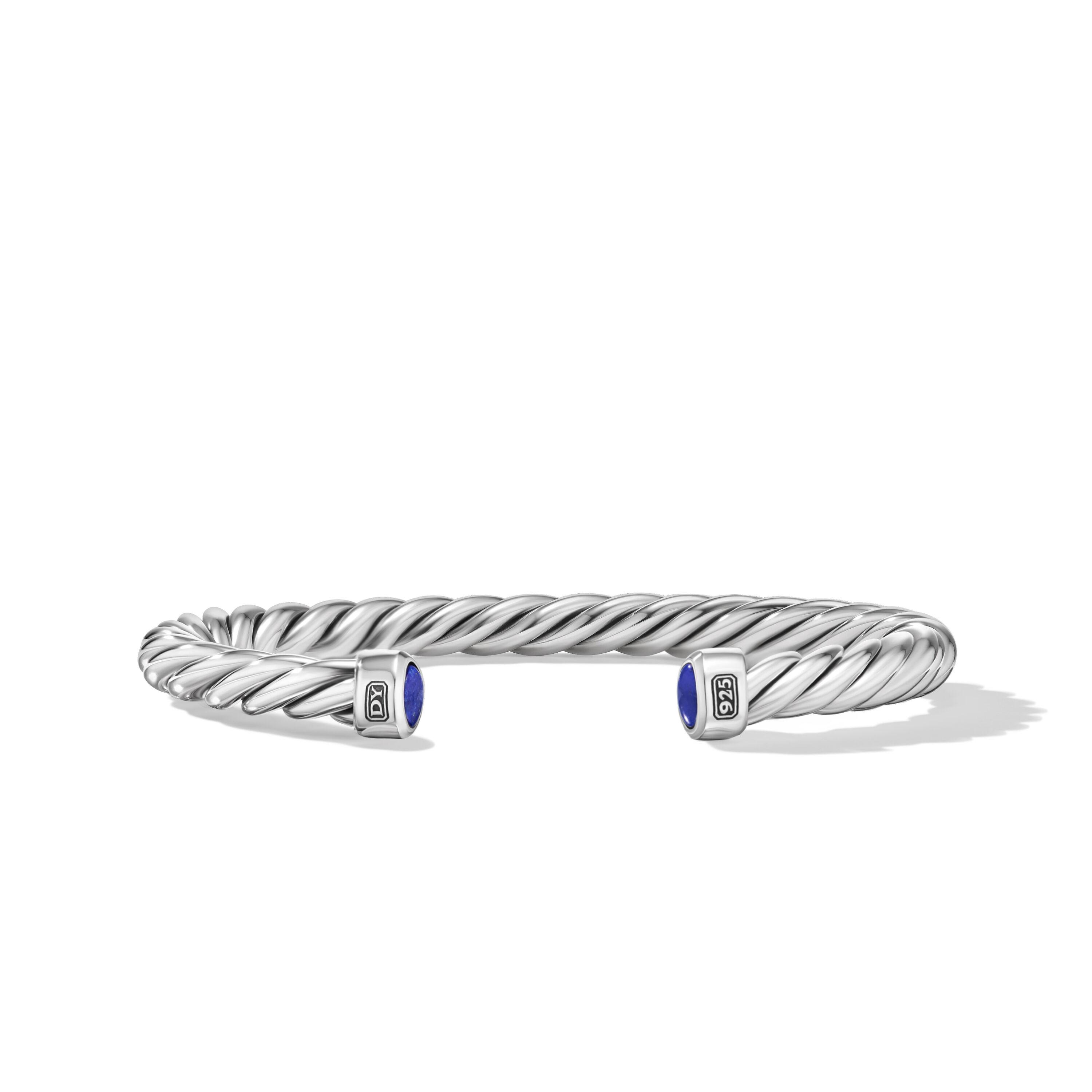 David Yurman Men's 6mm Cable Cuff Bracelet with Lapis