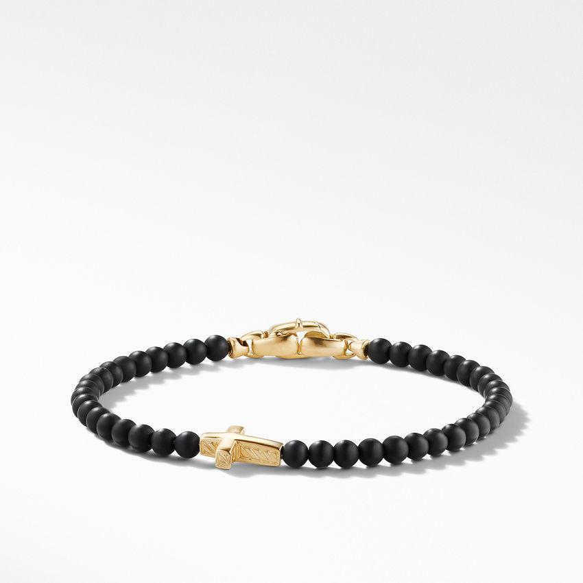 David Yurman Men's Spiritual Beads Cross Station Bracelet with Black Onyx