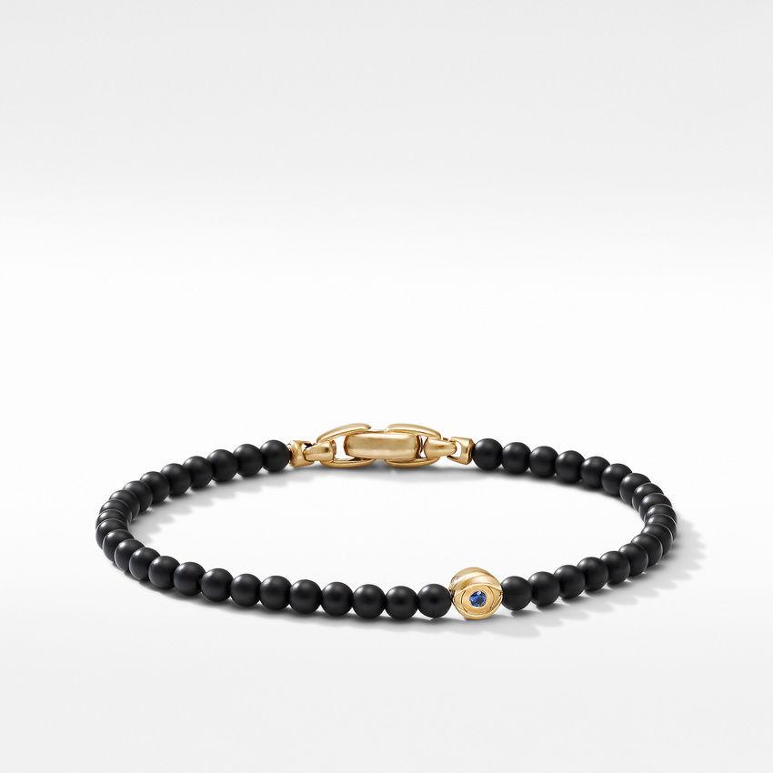 David Yurman Men's Spiritual Beads Evil Eye Bracelet with Black Onyx and Sapphire