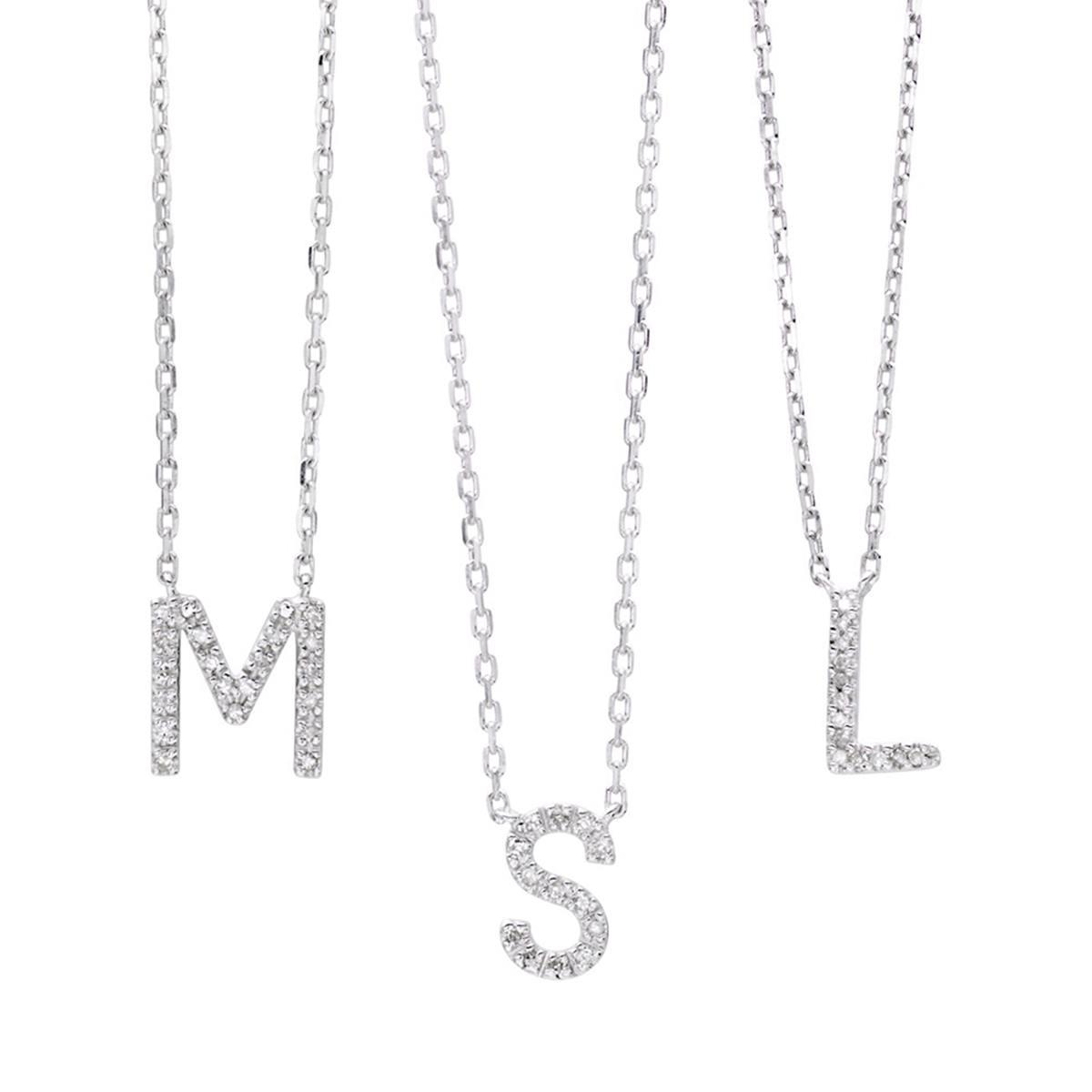 Sterling Silver and Diamond Initial Pendant Necklace
