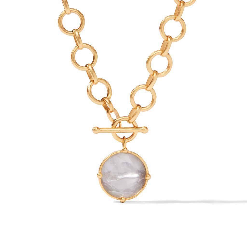 Julie Vos Honeybee Statement Necklace Iridescent Clear Crystal Reversible