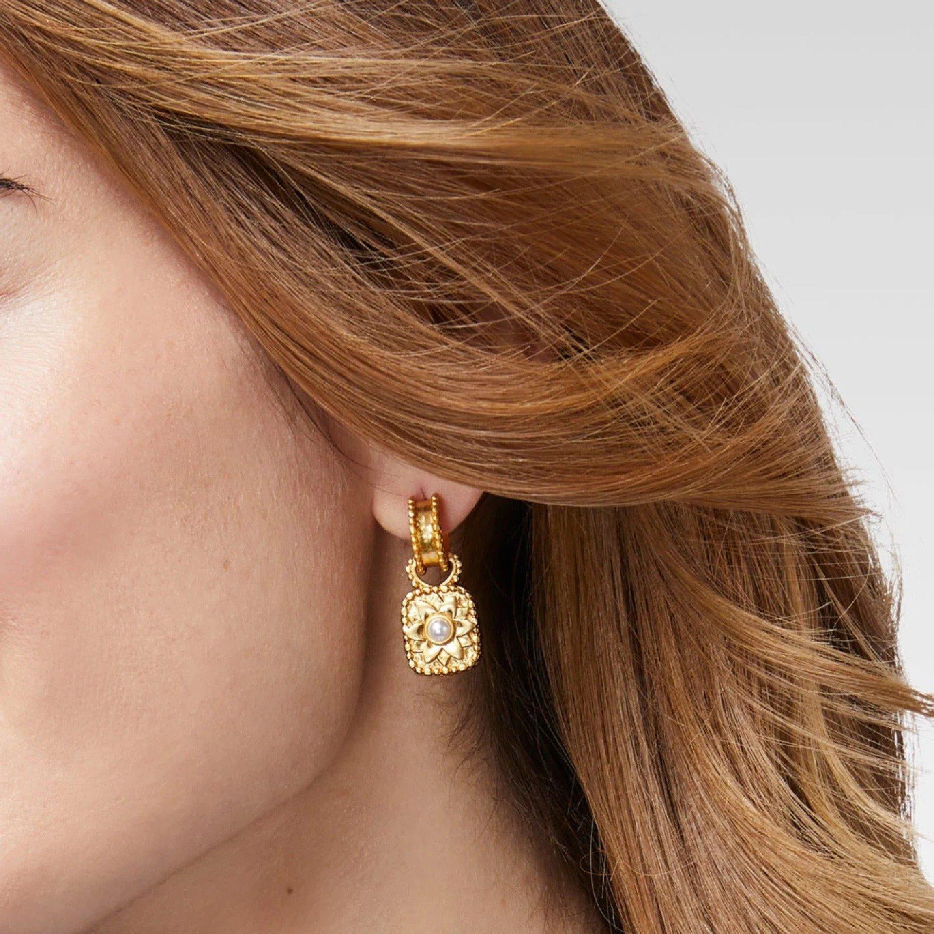 Julie Vos Iridescent Clear Crystal Marbella Hoop & Charm Earrings 3