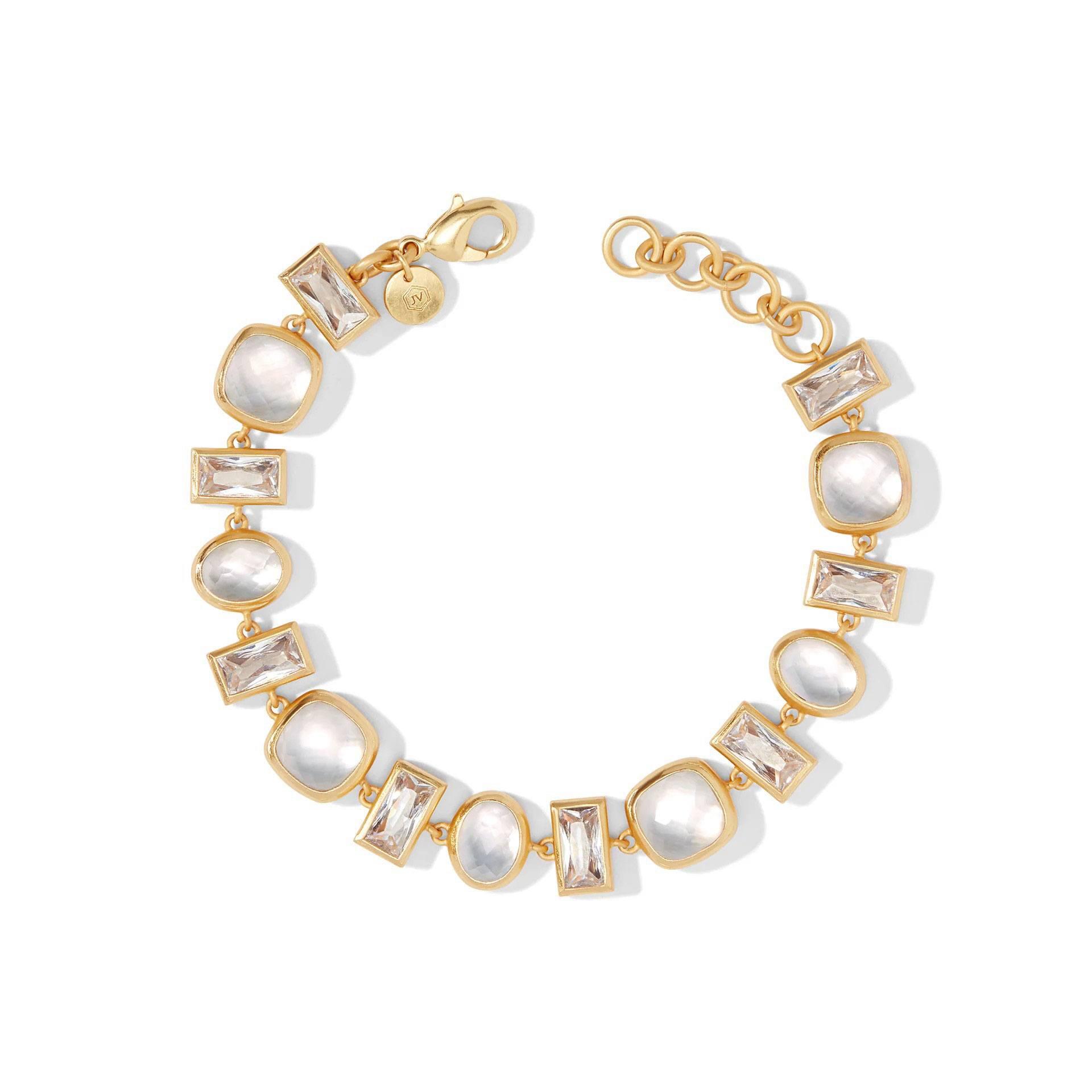 Julie Vos Iridescent Clear Crystal Antonia Tennis Bracelet 0
