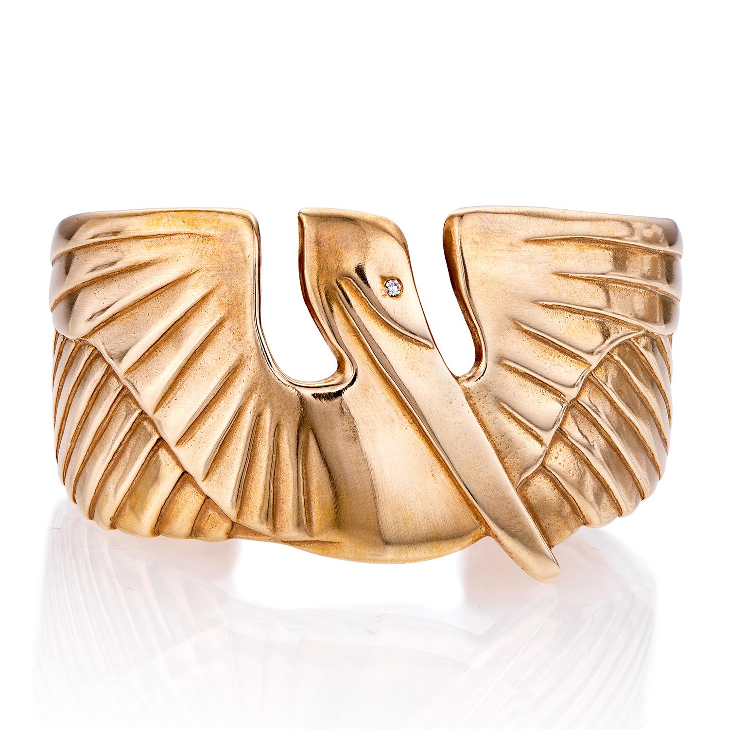 Mimosa Handcrafted Pelican Cuff with Diamond Eye 0