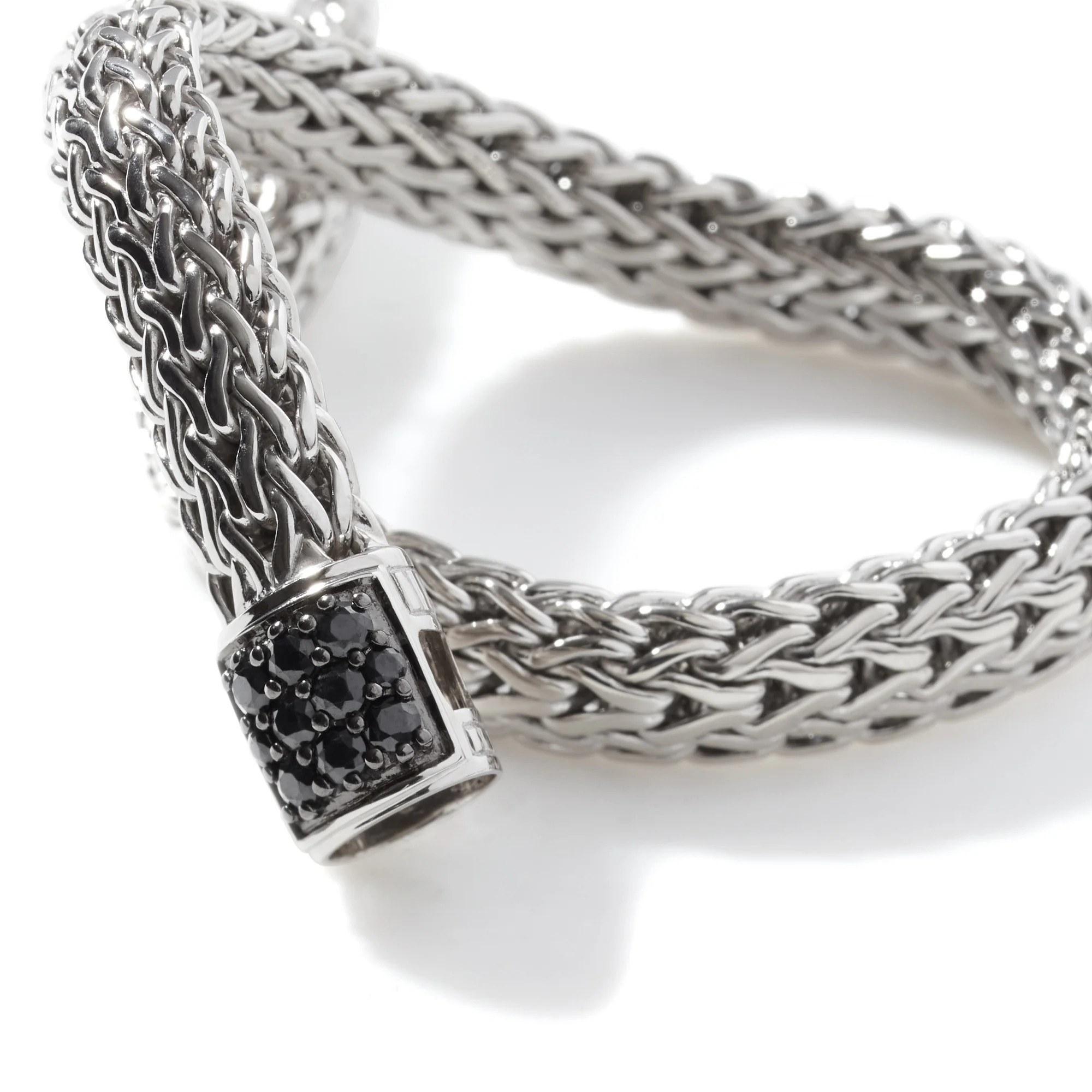 John Hardy Small Chain Bracelet with Pave Black Sapphires 1