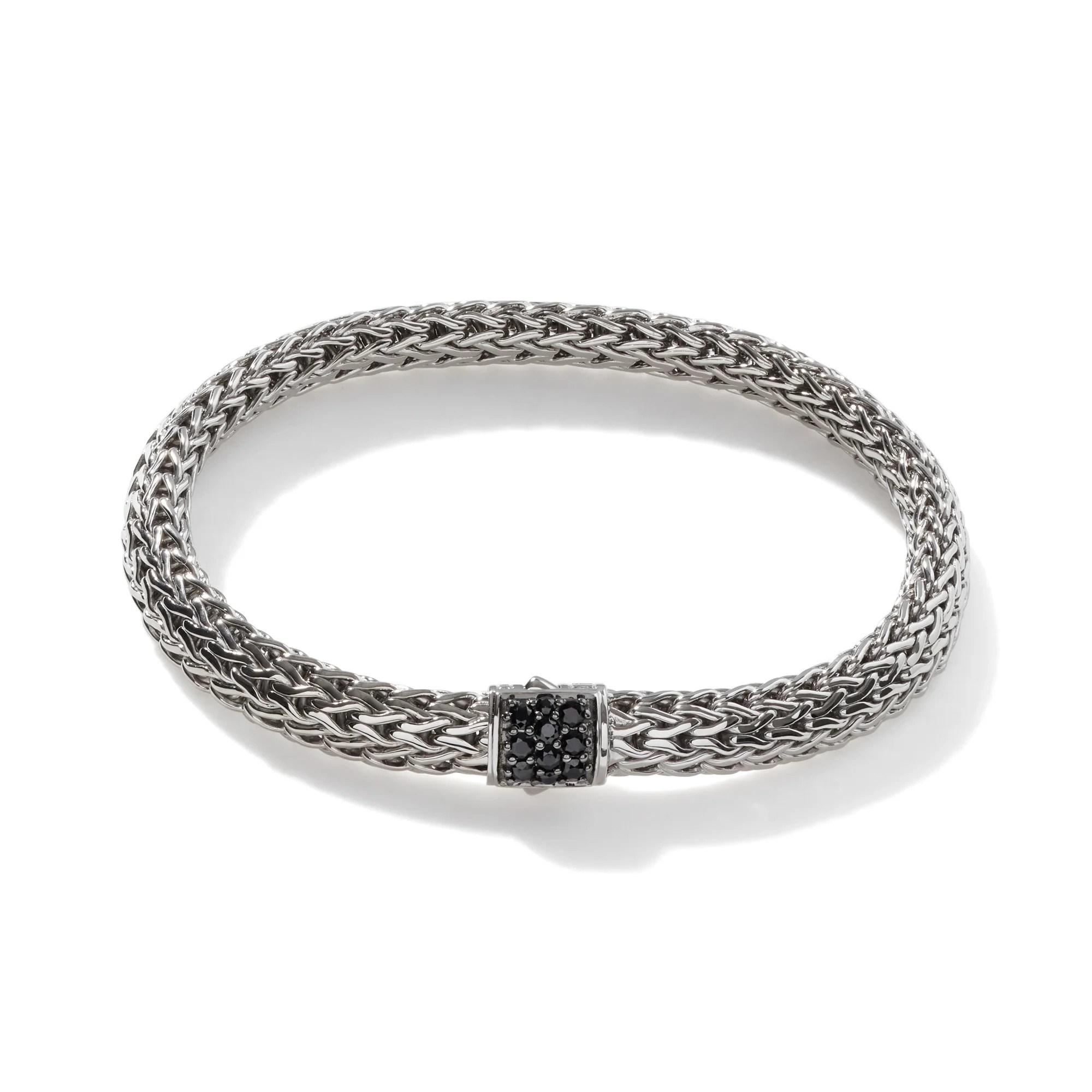 John Hardy Small Chain Bracelet with Pave Black Sapphires 0
