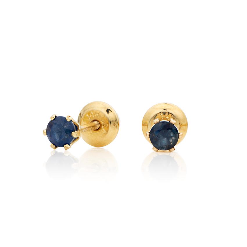 Child's Sapphire Birthstone Stud Earrings in 14k Yellow Gold 0