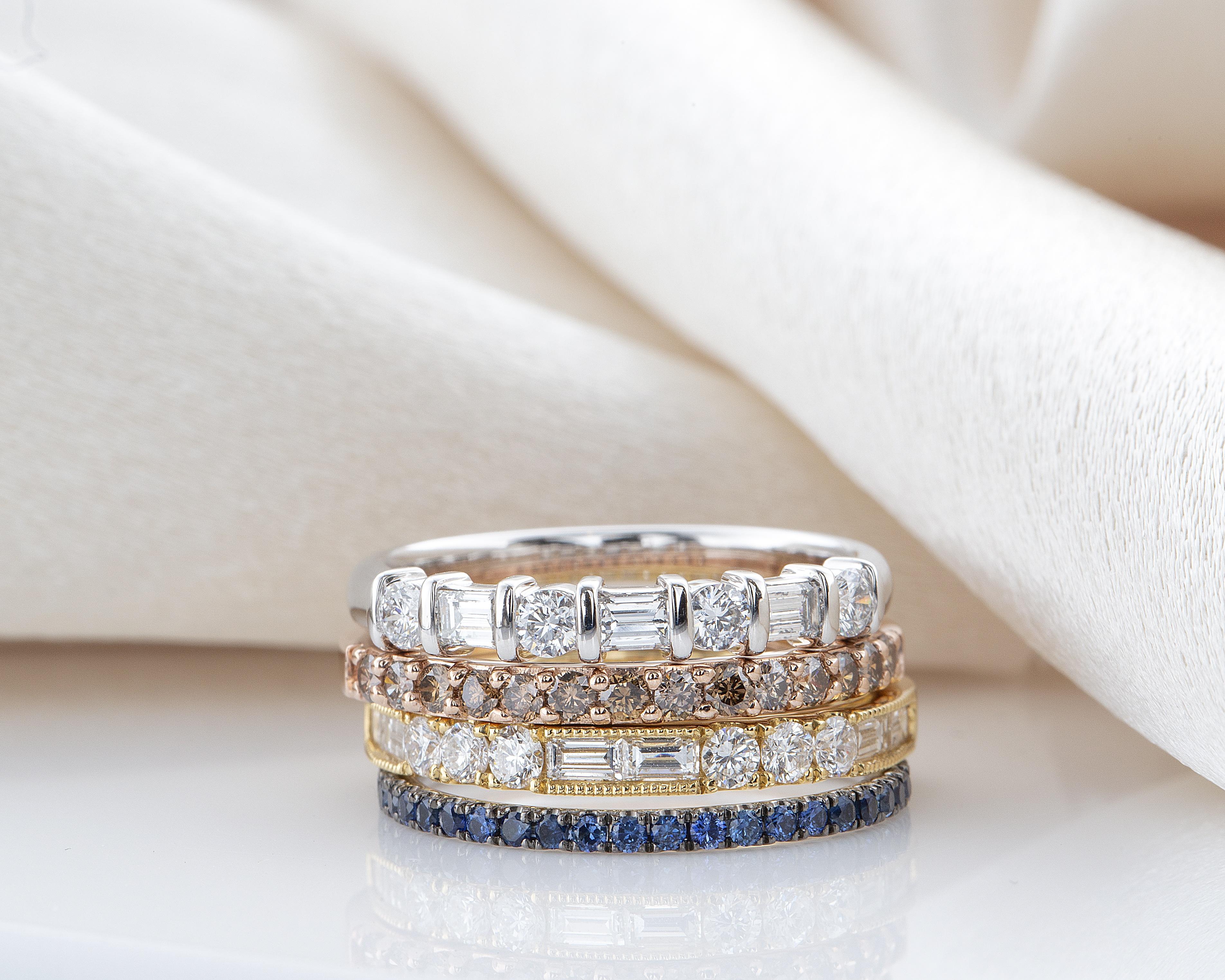 1.03 CTW Baguette and Round Diamond Wedding Band 2