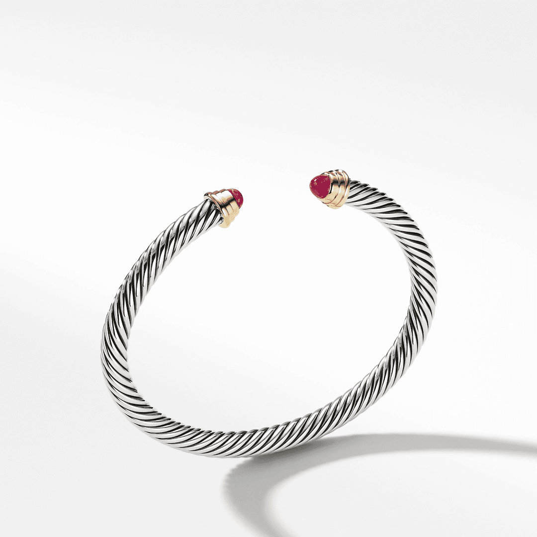 David Yurman Cable Kid's Birthstone Bracelet with Ruby and 14k Yellow Gold
