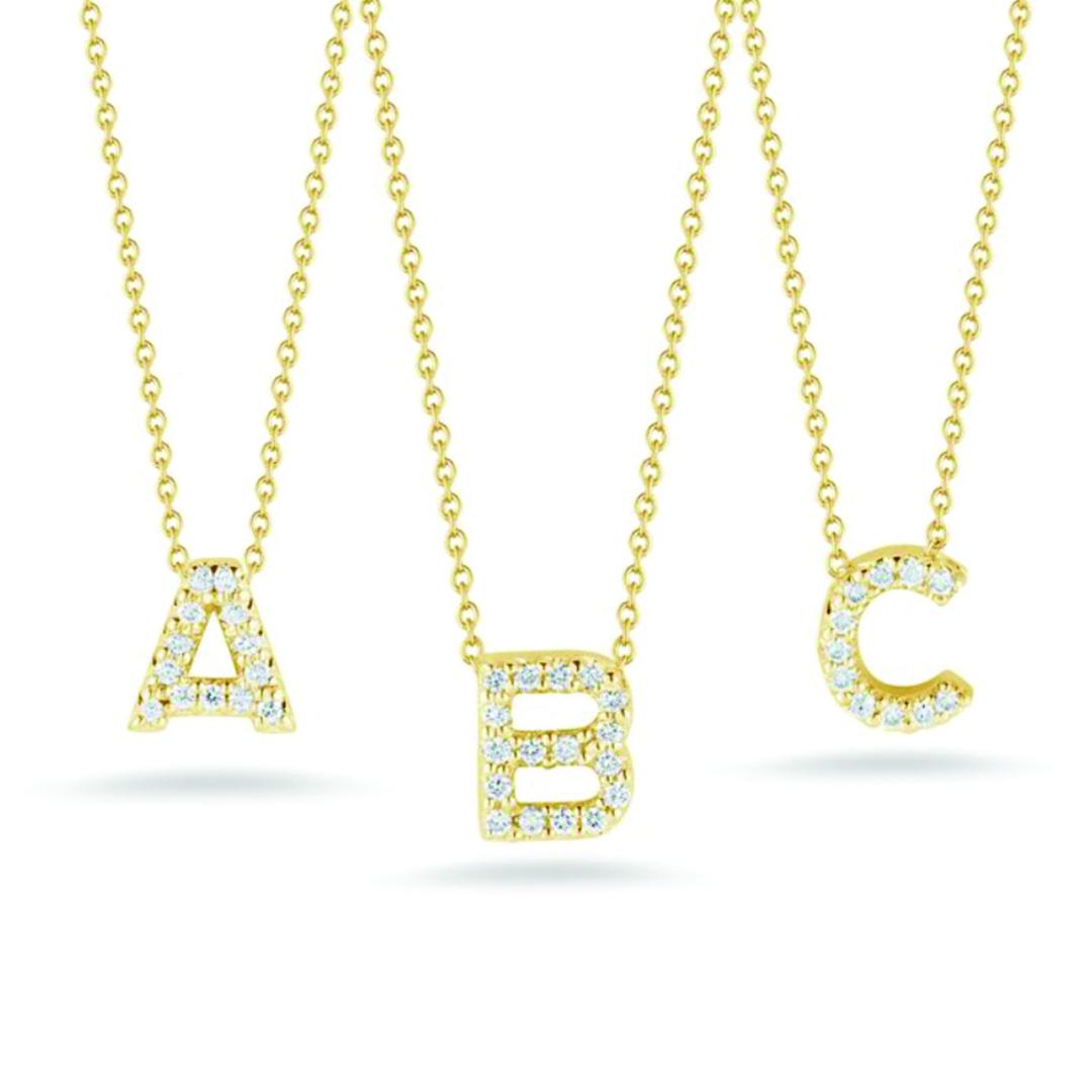 Roberto Coin 18K Love Letter Diamond Necklace in Yellow Gold