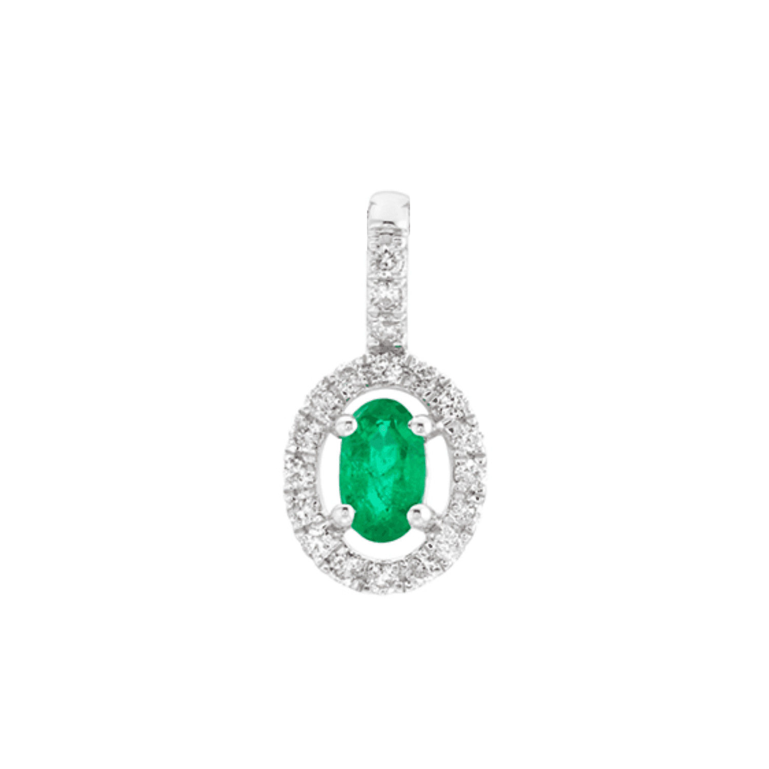 Oval Emerald & Diamond Pendant without Chain 0