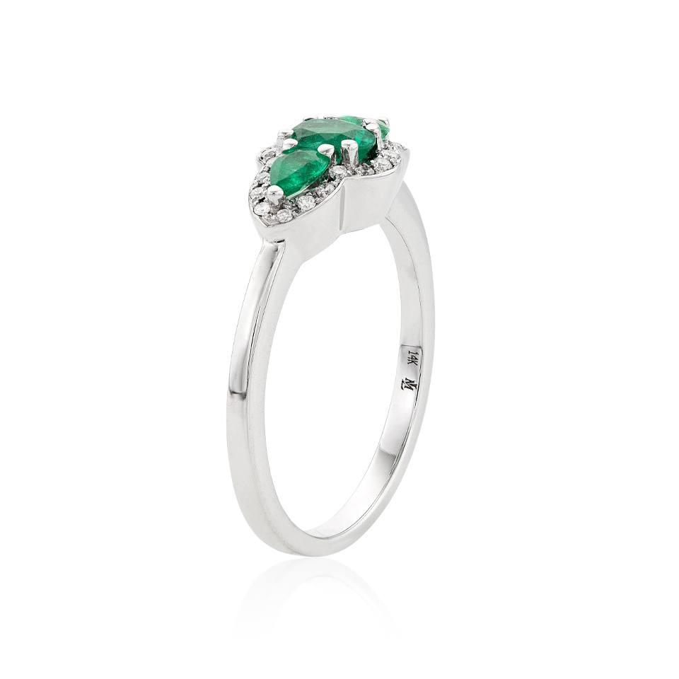 Oval & Pear Shaped Emerald & Diamond Ring 1