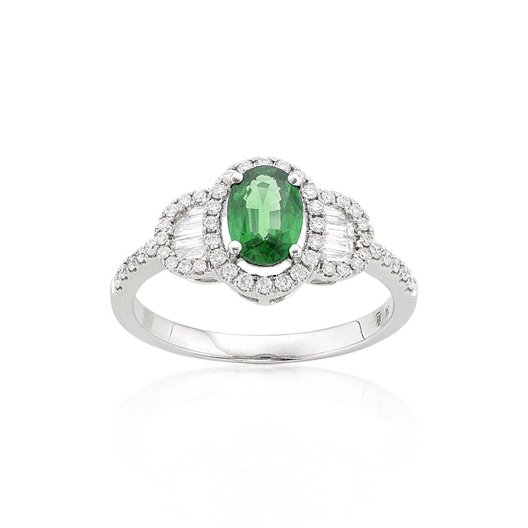 Diamond Ring with Oval Emerald 0