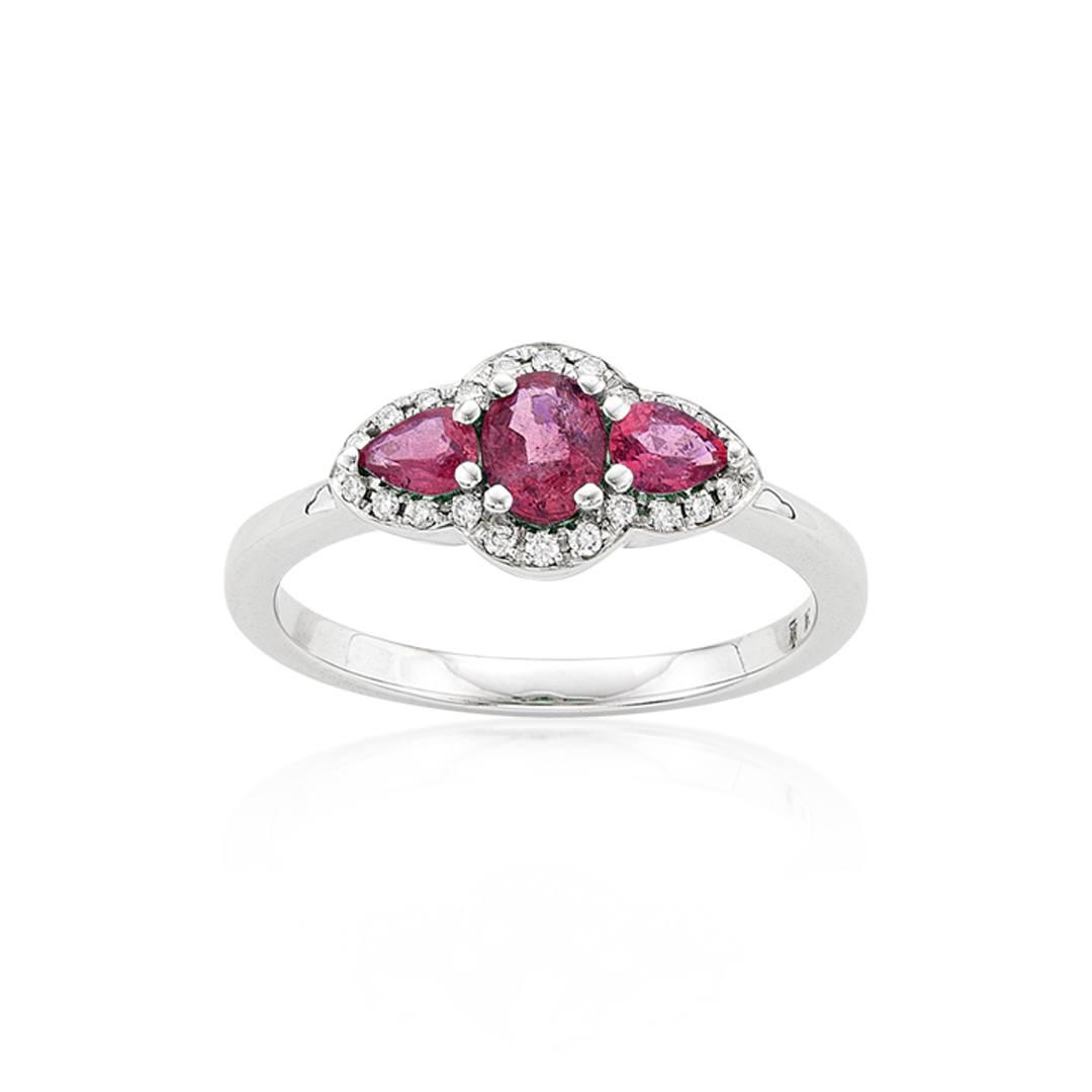 Oval and Pear Ruby Ring with Diamonds