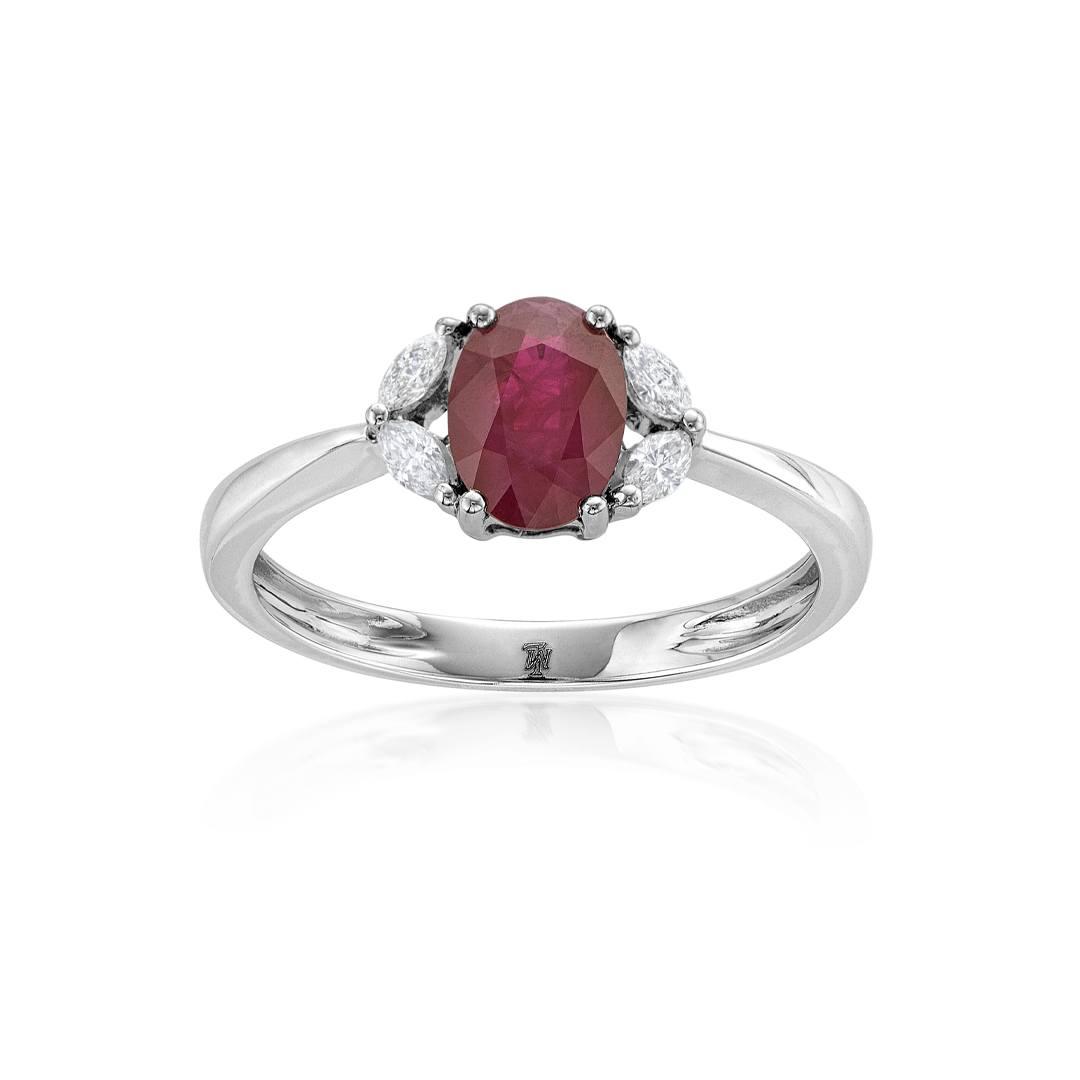 Oval Gemstone Ring with Marquise Diamonds