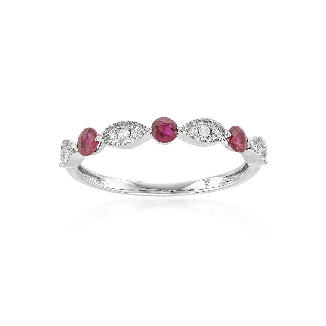 Ruby Band with Round Diamond Accents