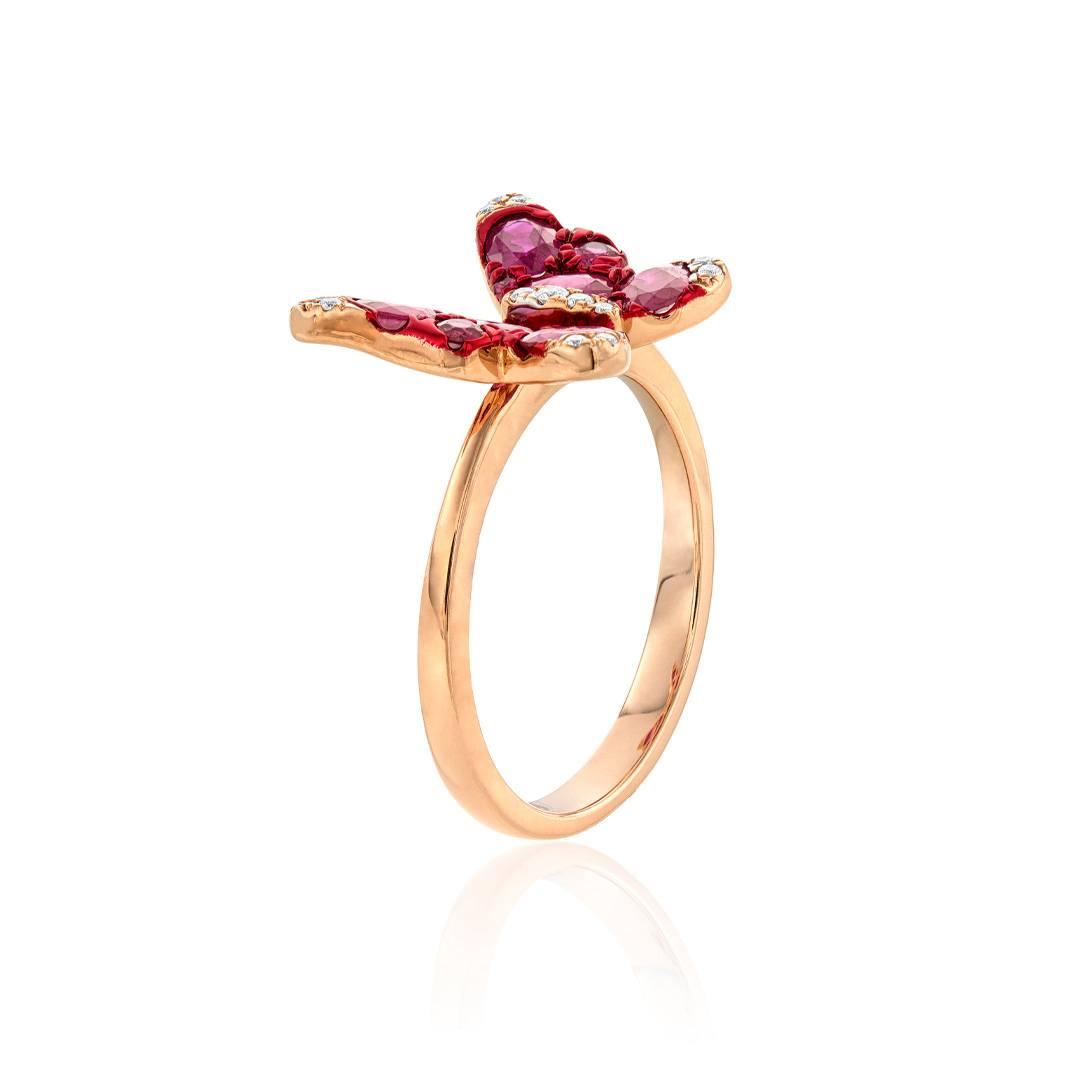 Ruby and Diamond Rose Gold Butterfly Ring 1