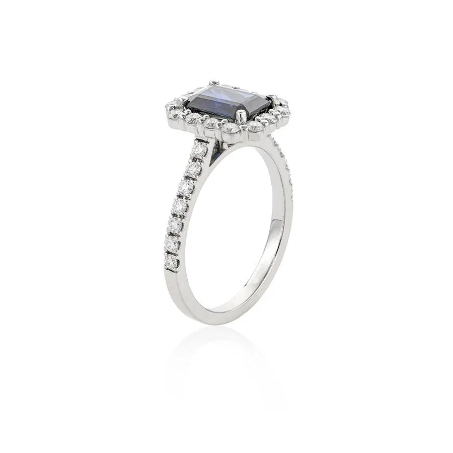Emerald Cut Sapphire Ring with Diamonds 1