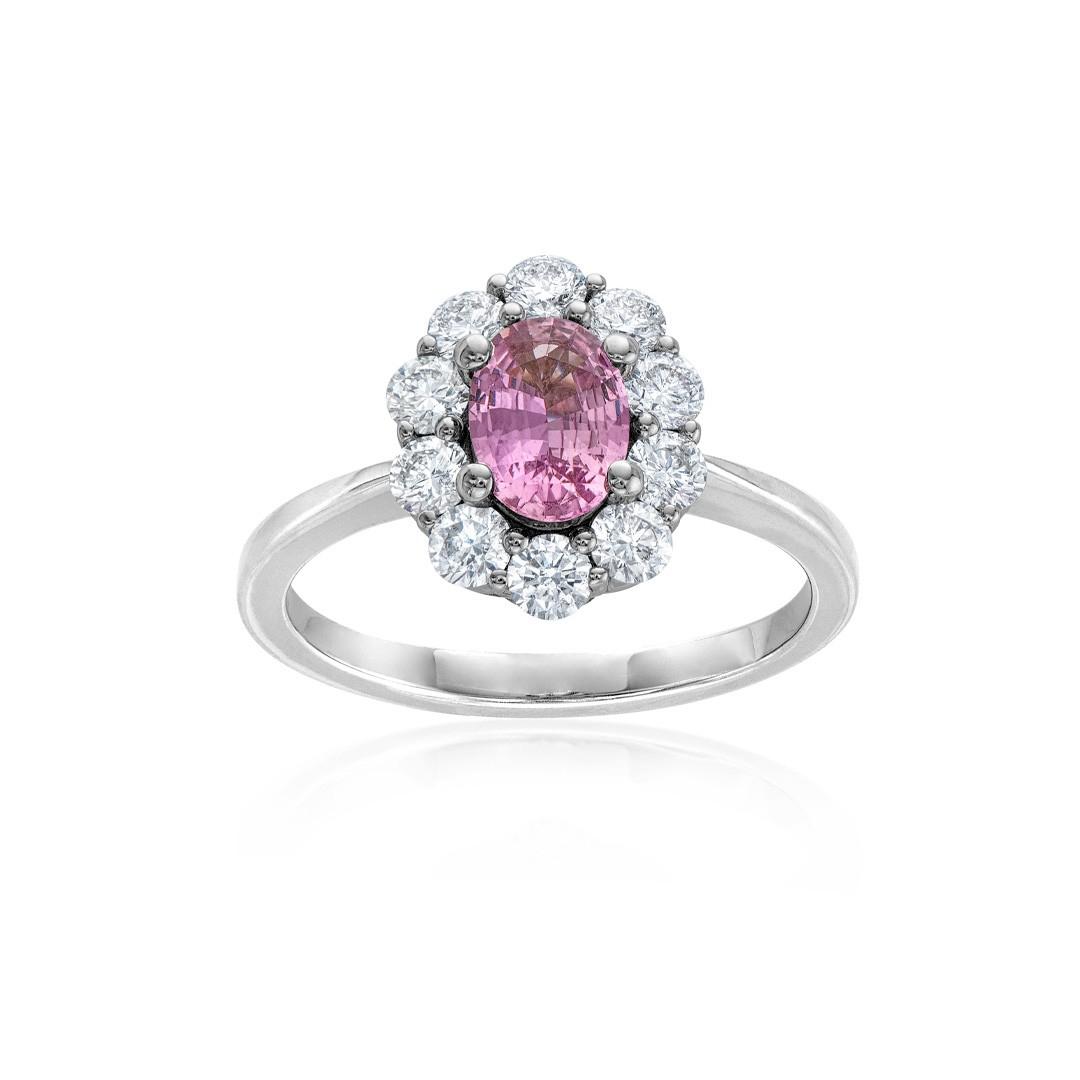 Oval Fancy Sapphire Diamond Halo Ring