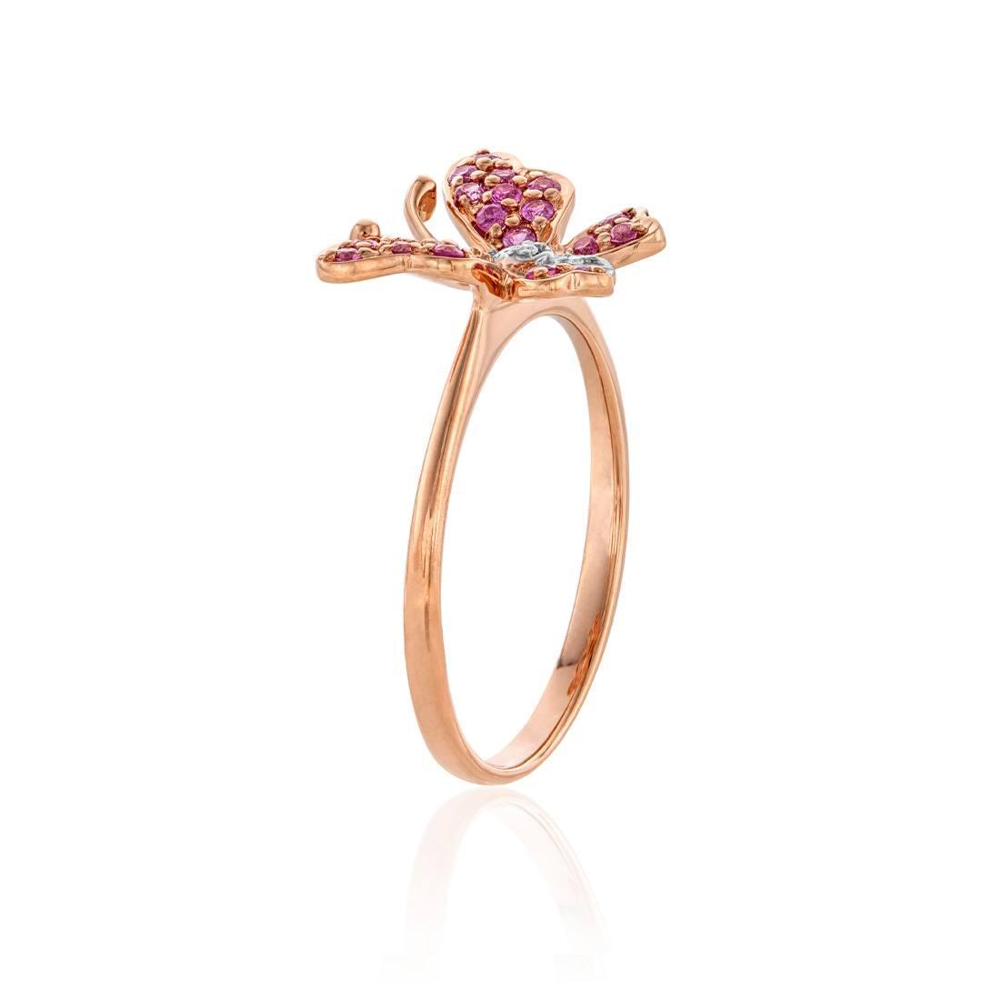 Pink Sapphire and Diamond Rose Gold Butterfly Ring 1