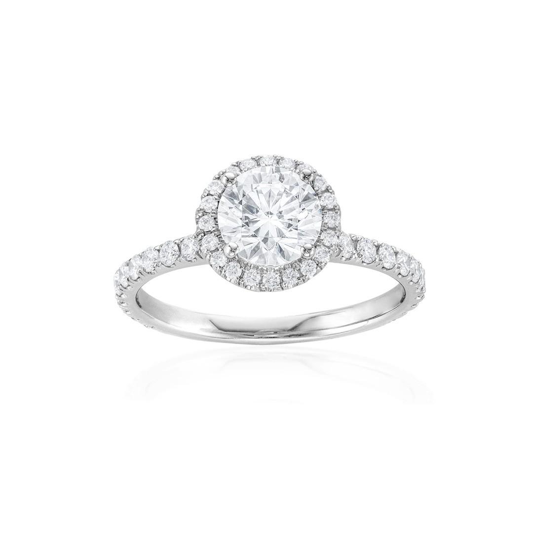 Michael M. Semi-Mount Diamond Engagement Ring with Pave Diamond Accented Shank