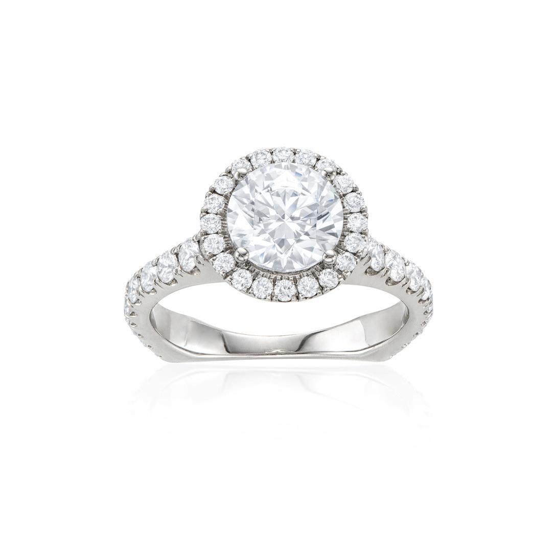 Michael M Semi-Mount Diamond Halo Engagement Ring in White Gold