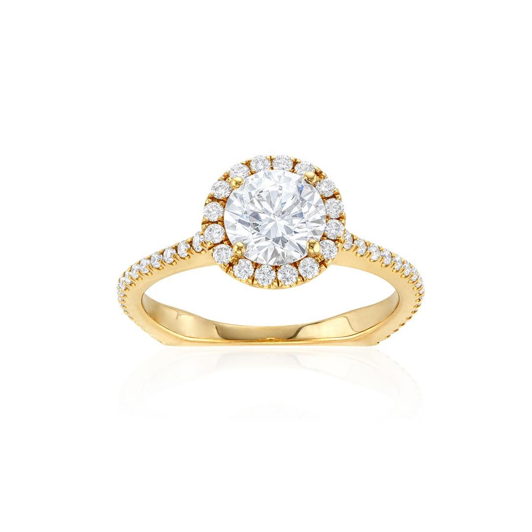 Michael M Semi-Mount Diamond Halo Engagement Ring in Yellow Gold