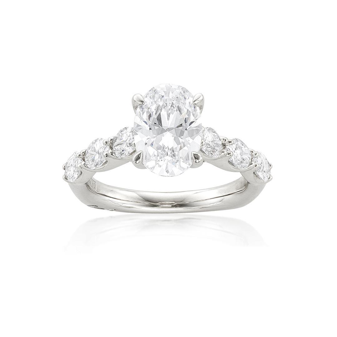 A. Jaffe Oval Cut Diamond Semi-Mount Engagement Ring with Signature Shank

