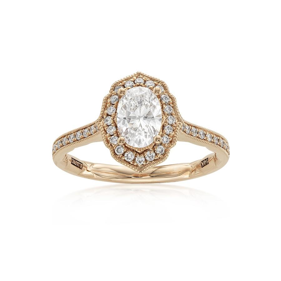 Rose Gold Oval Diamond Floral Semi-Mount Engagement Ring