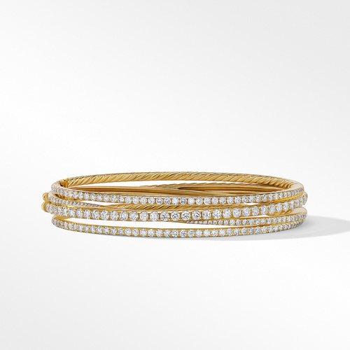 David Yurman Pave Diamond Four-Row Bracelet in 18K Yellow Gold with Diamonds
