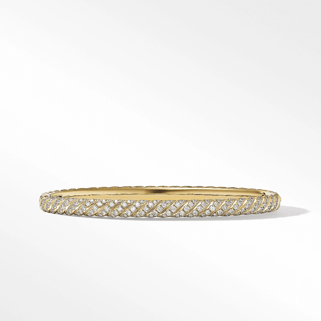 David Yurman Sculpted Cable Bangle in Yellow Gold with Diamonds, size medium 1