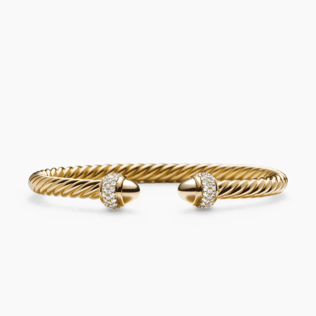 David Yurman Cable Bracelet in 18k Yellow Gold with Diamonds, size large