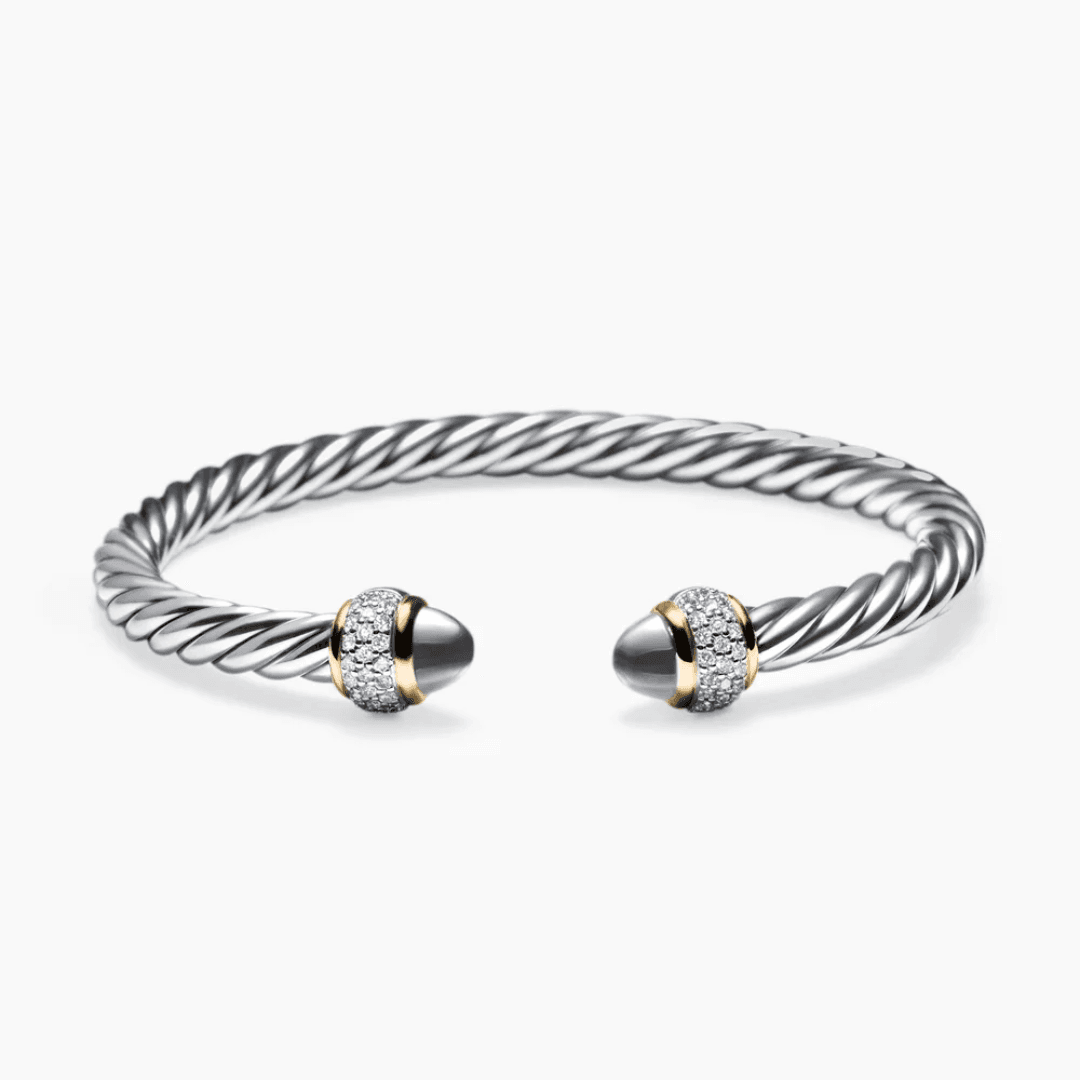 David Yurman Cable Bracelet in Sterling Silver with Diamonds, size large